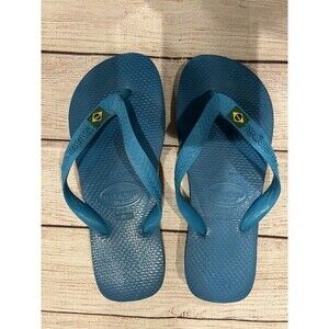 Havaianas Thong Flip Flop Blue With Brazil Flag US 4/5